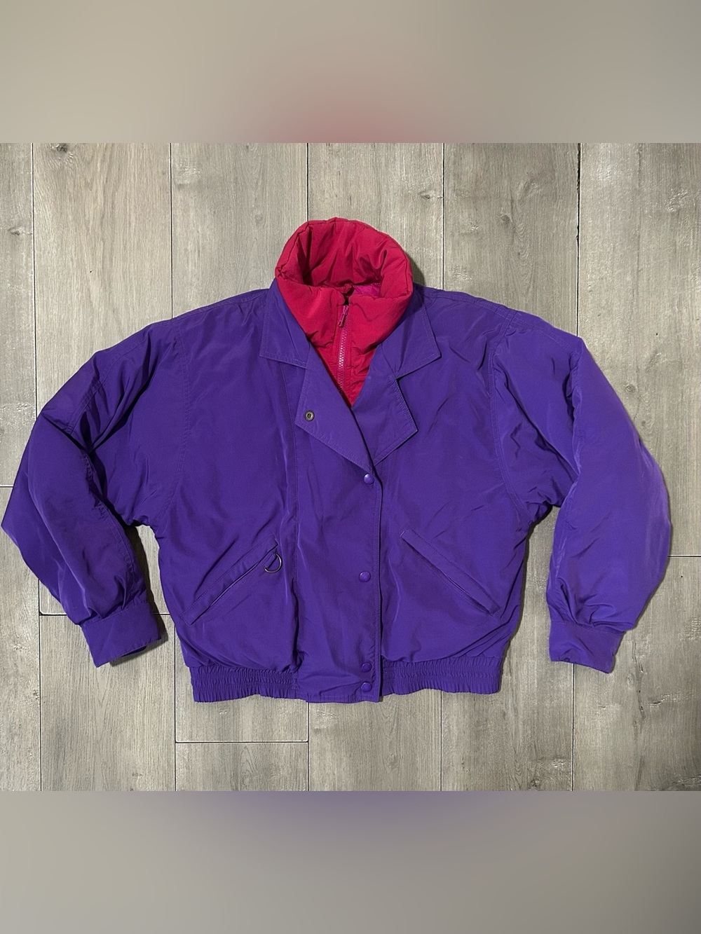 Vintage 90S Eddie Bauer Women’s Bomber Ski Jacket, Pink And Purple Size Medium